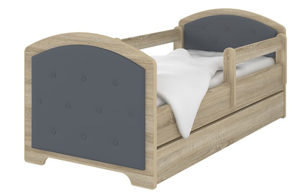 Detská čalunená postel 140x70 + matrac grátis sonoma  sivá