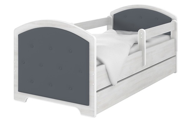 Detská čalunená postel 140x70 + matrac grátis surf sivá