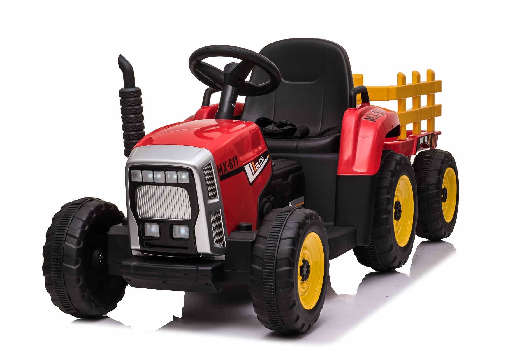 Elektrický Traktor WORKERS s vlečkou, červený, Pohon zadných kolies červený