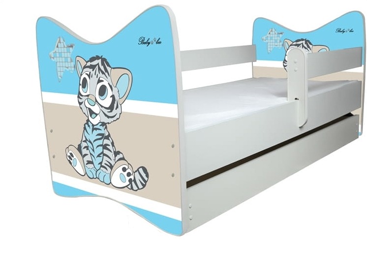 Detská posteľ 140x 70 + matrac molitan tiger biela