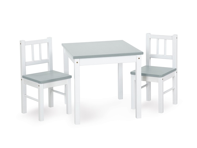 Stolík + 2 stoličky CLASSIC biela/šedá