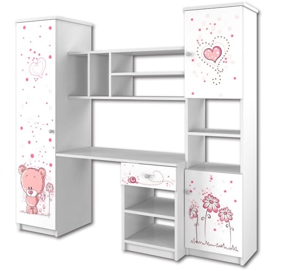 Detská nábytková stena ružový medvedík