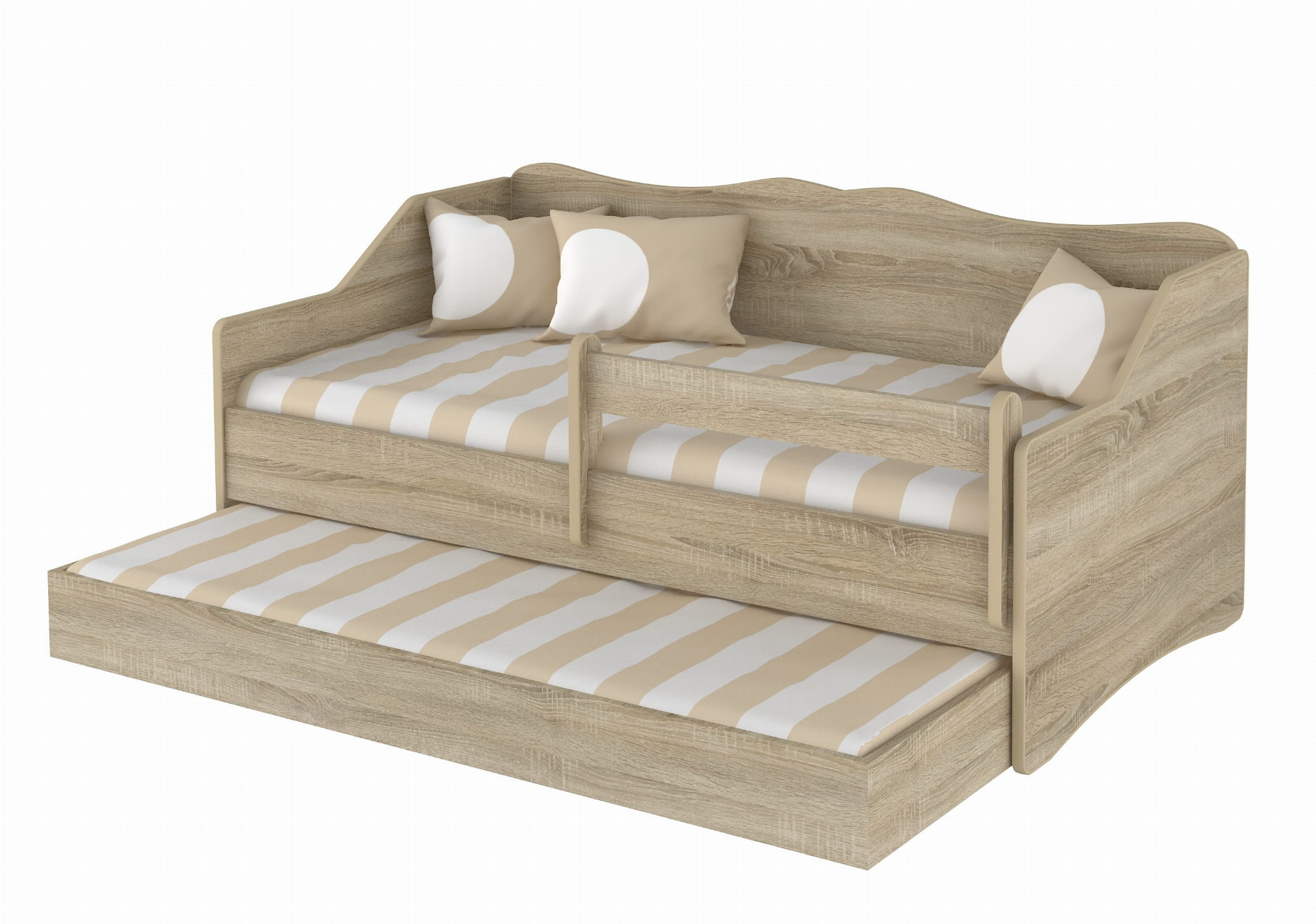 Detská posteľ LULU - sonoma , 160x80 cm+ barierka +výsuvné lôžko