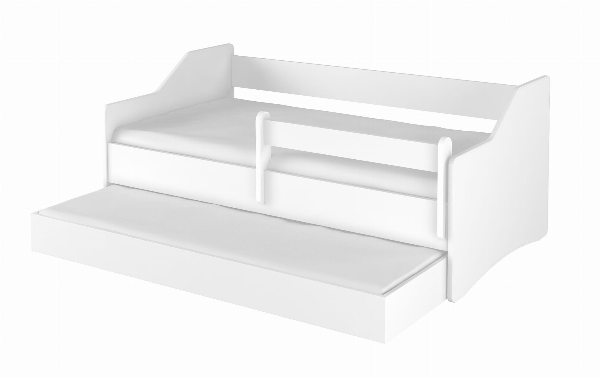 Detská posteľ LULU II- biela, 160x80 cm+ barierka +výsuvné lôžko biela