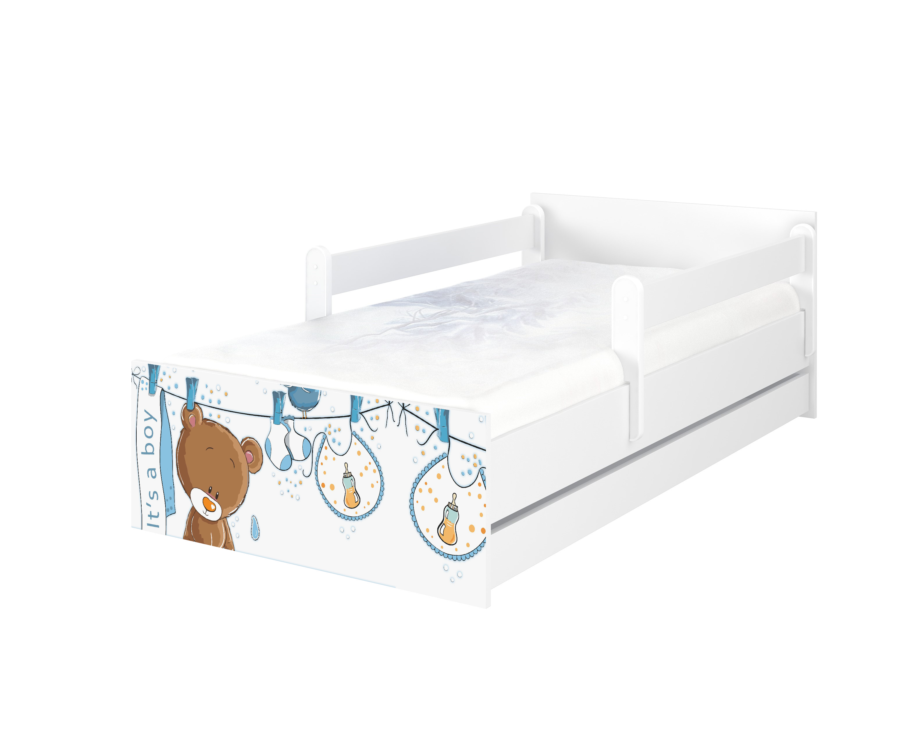 Detská postel vypraný macko + zábrany160x80