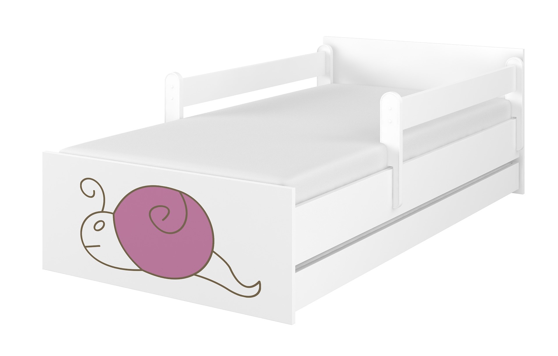 Detská postel MAX gravírovaný ružový slimák  + zábrany160x80