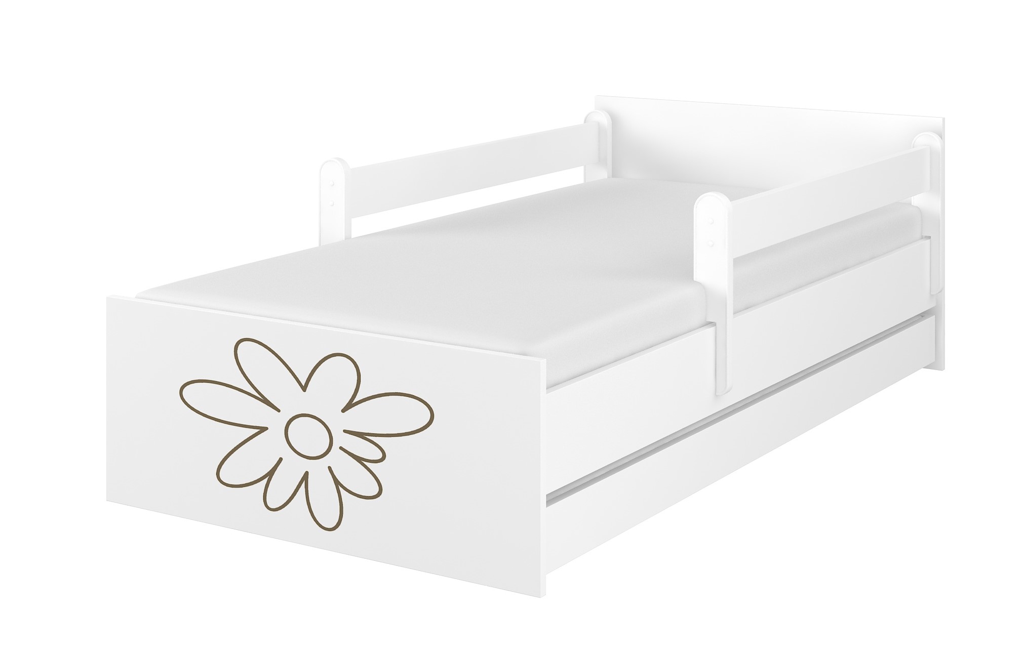 Detská postel MAX gravírovaný kvet + zábrany160x80