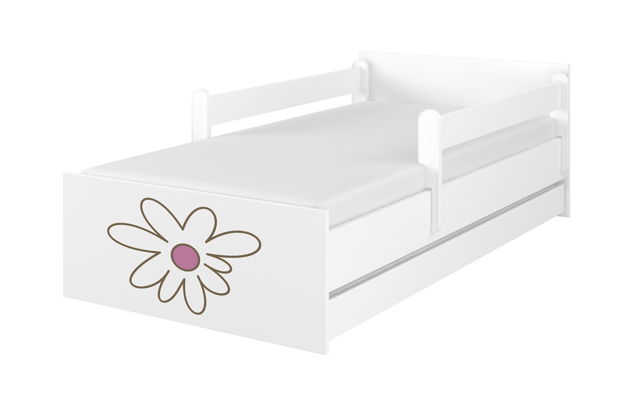 Detská postel MAX gravírovaný ružový kvet + zábrany160x80