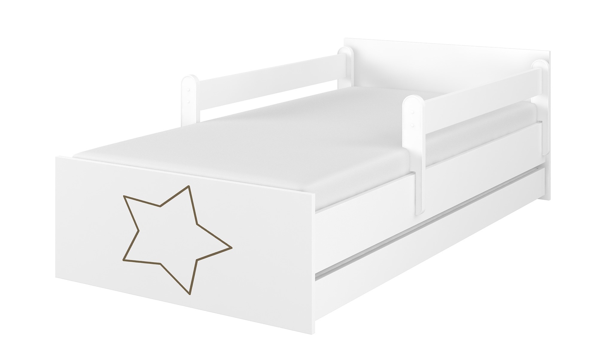 Detská postel MAX gravírovaná hviezda + zábrany160x80