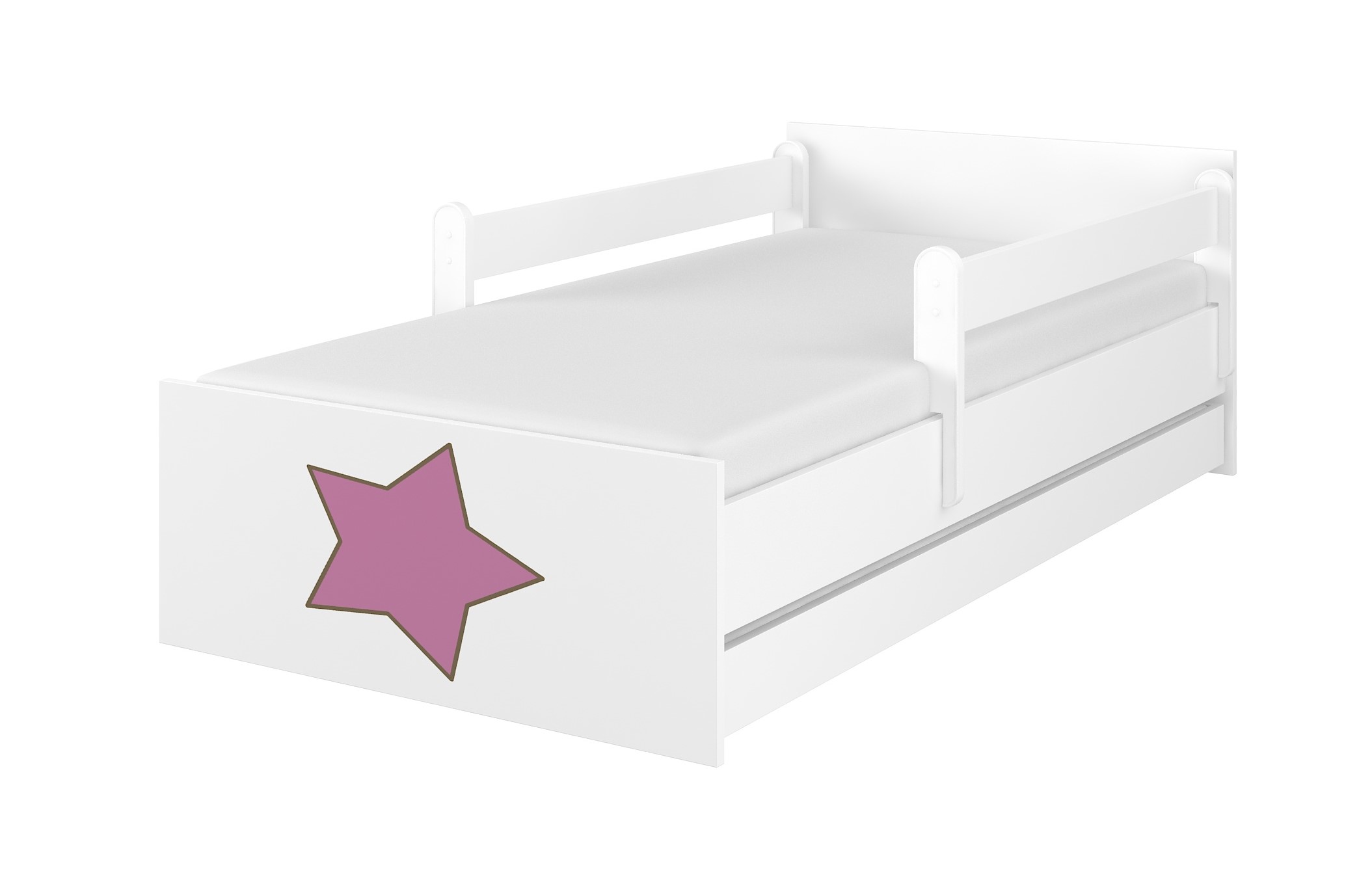 Detská postel MAX gravírovaná hviezda ružová+ zábrany160x80