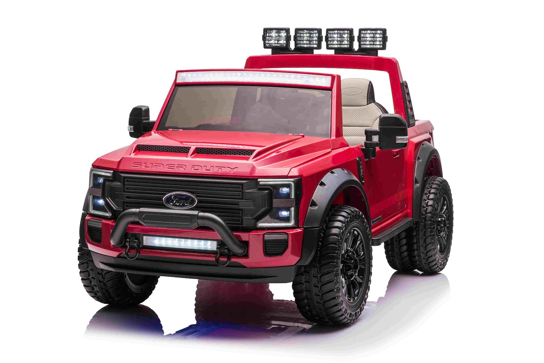 Elektrické autíčko Ford Super Duty 24V červené, Dvojmiestne, Pohon 4X4 s vysokov
