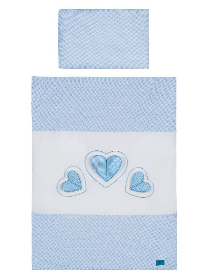 3-dielne posteľné obliečky Belisima Tri srdcia 90/120 bielo-modré