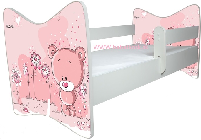 Boo detská postel + matrac 140x70 Macko ružová