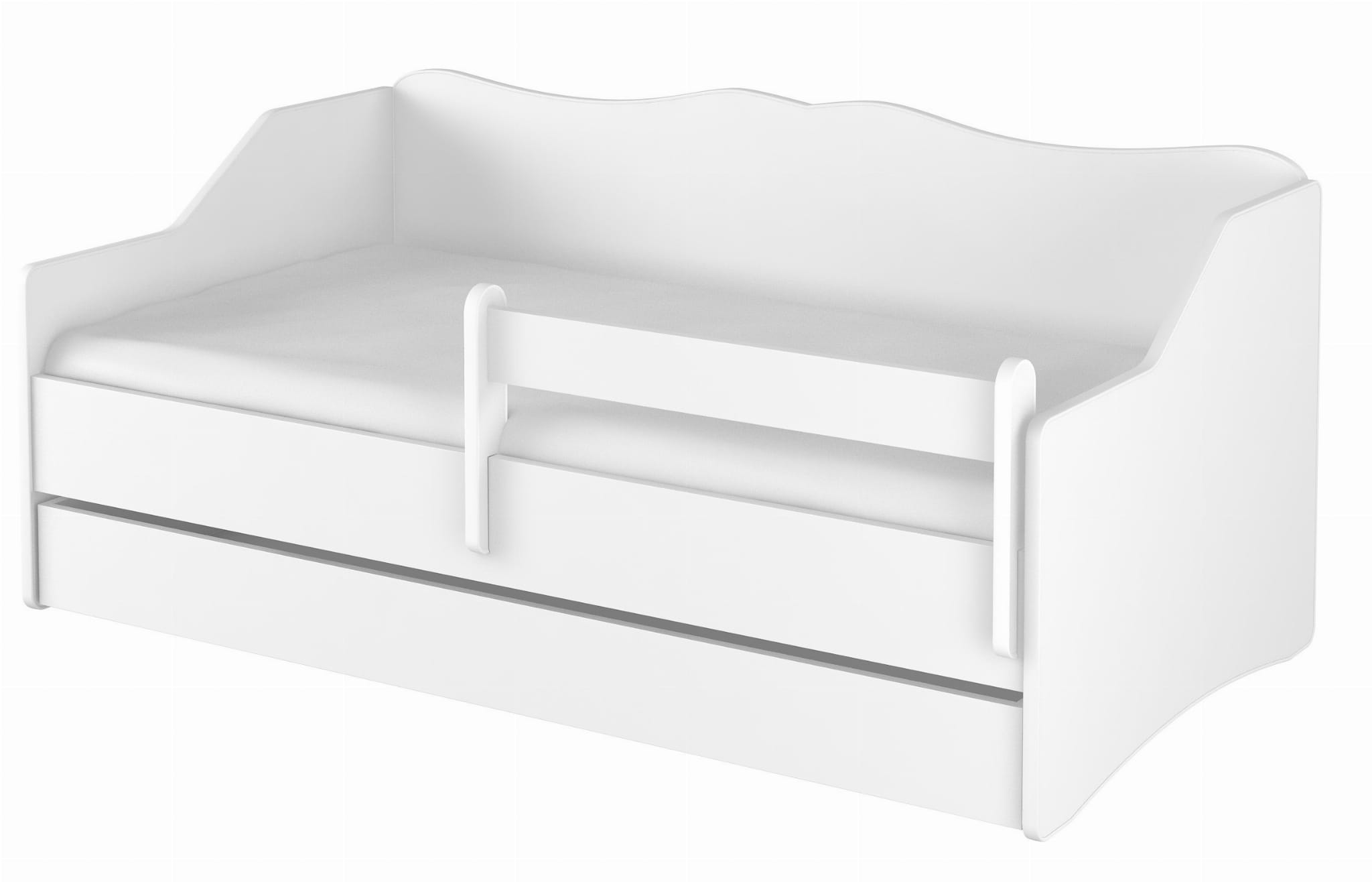 Detská posteľ LULU - biela, 160x80 cm+ barierka +výsuvné lôžko