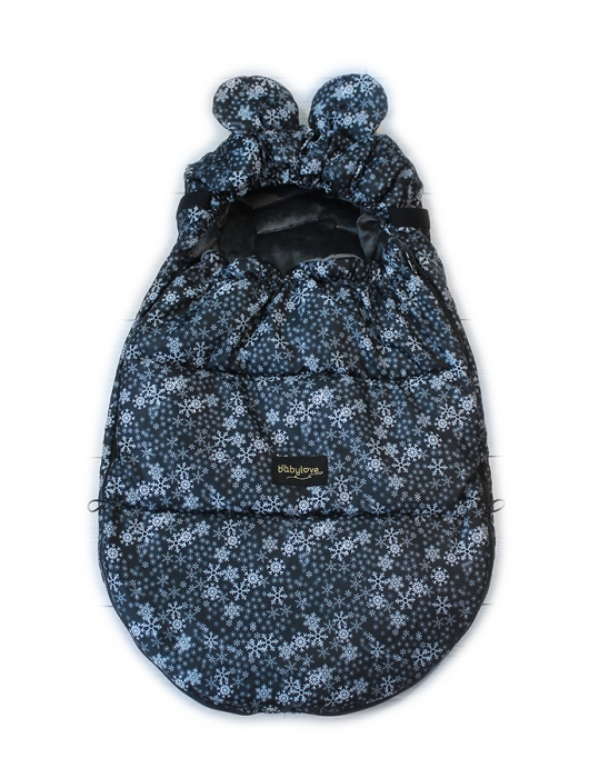 Nepremokavý fusak s uškami MIKI, fleece 90 x 50 cm - čierna s hviezdami