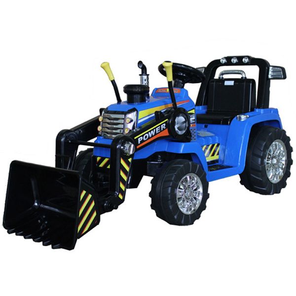 Elektrický Traktor MASTER s naberačkou, modrý, Pohon zadných kolies