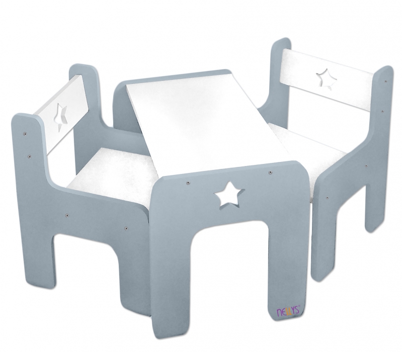 Sada nábytku - Stôl + 2 x stoličky - sivá