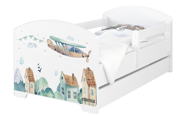 Detská postel 140x70 + matrac lietadlo