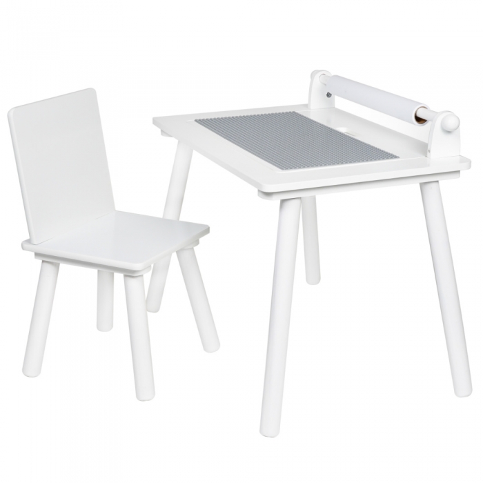 Detský nábytok - 2 ks, multifunkčný stôl so stoličkou - biela