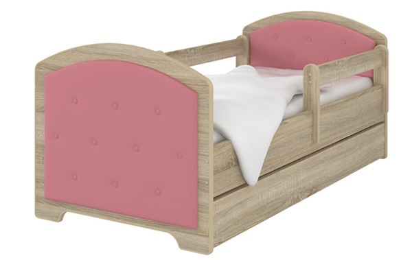 Detská čalunená postel 140x70 + matrac grátis sonoma ružová