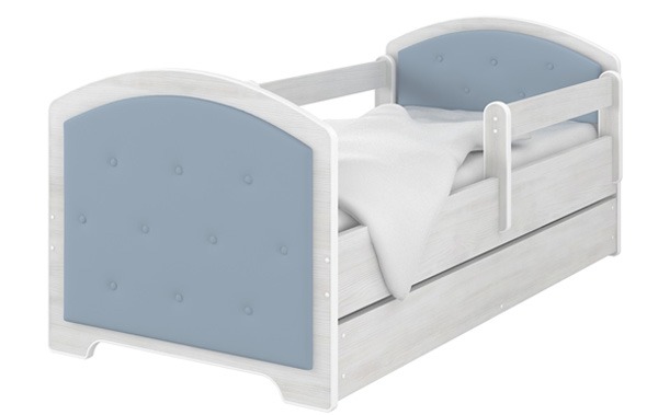 Detská čalunená postel 140x70 + matrac grátis surf modrá