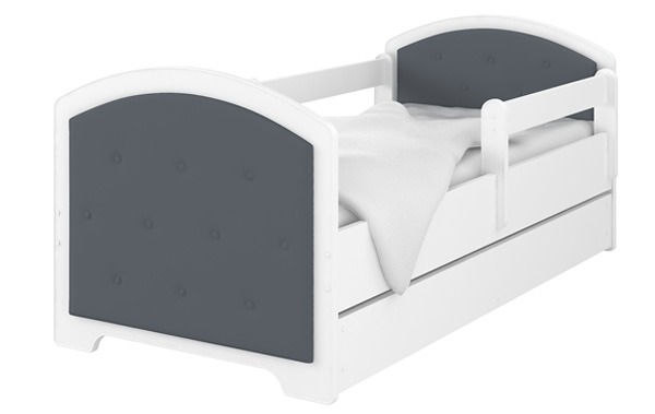 Detská čalunená postel 140x70 + matrac grátis bielo  sivá
