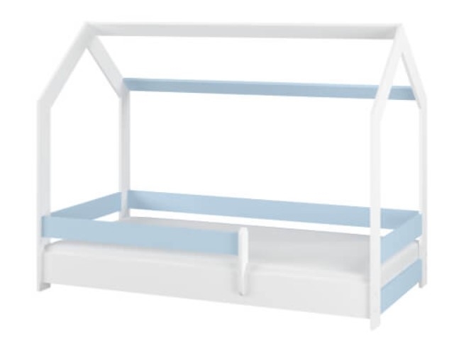 Detská posteľ  Domček, 160 x 80 cm - biela/modrá