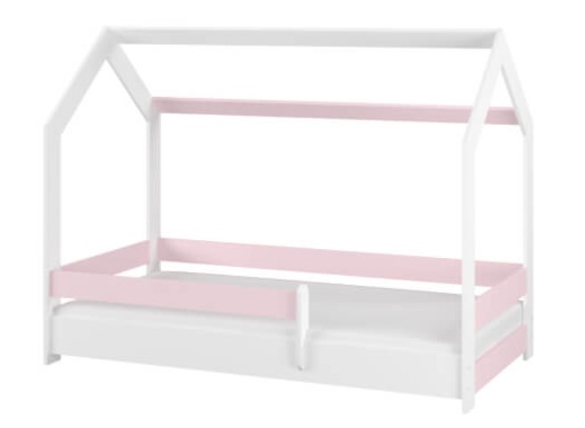 Detská posteľ Domček, 160 x 80 cm - biela/ružová