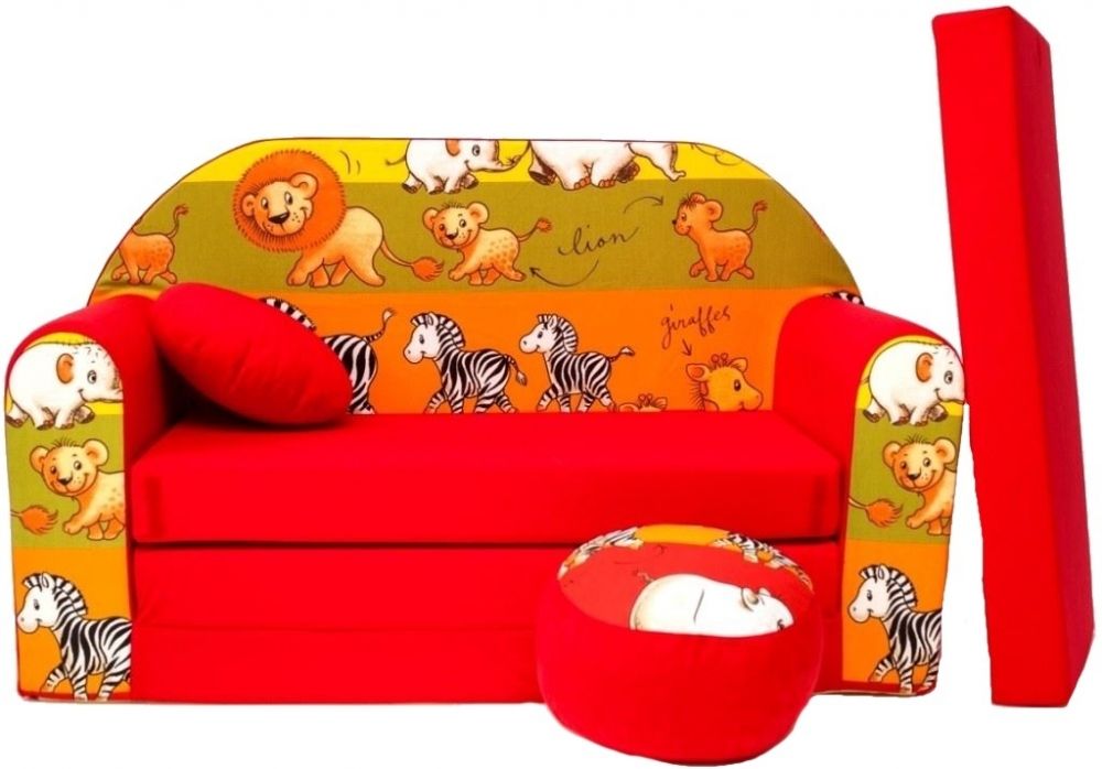 Rozkladacia detská pohovka XL Safari - červená
