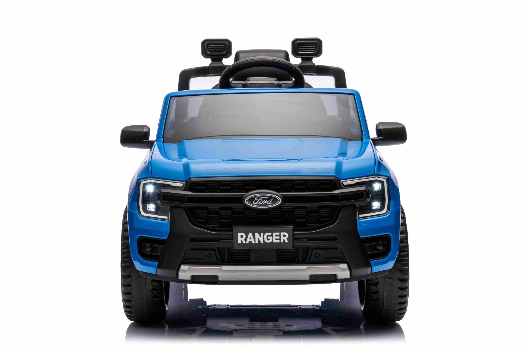Elektrické autíčko FORD Ranger 12V, modré, Koženkové sedadlo, 2,4 GHz diaľkové ovládanie, Bluetooth / USB Vstup, Odpruženie, 12V batéria, Plastové kolesá, 2 X 30W MOTOR, ORIGINAL licencia