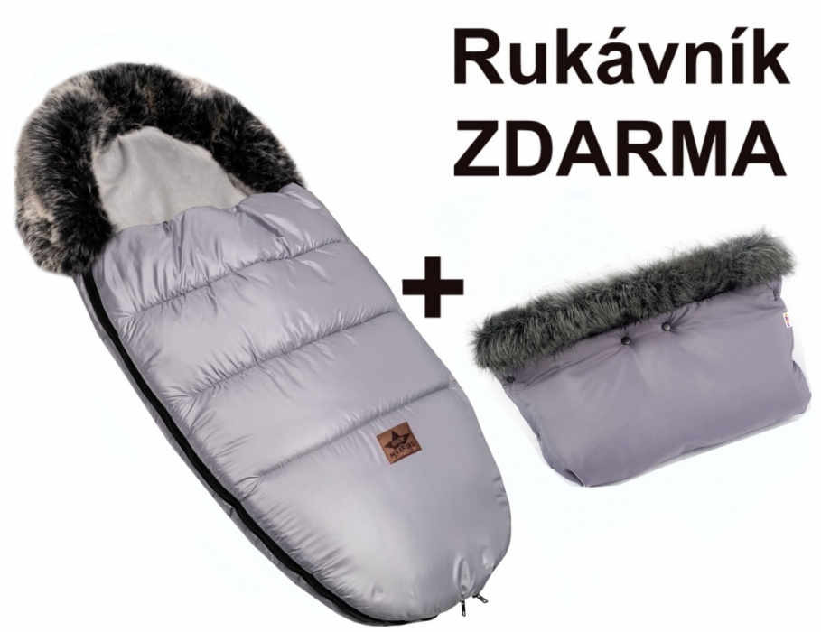 Zimný fusak s kožušinou + rukávnik zadarmo, , 50 x 100cm, sivá