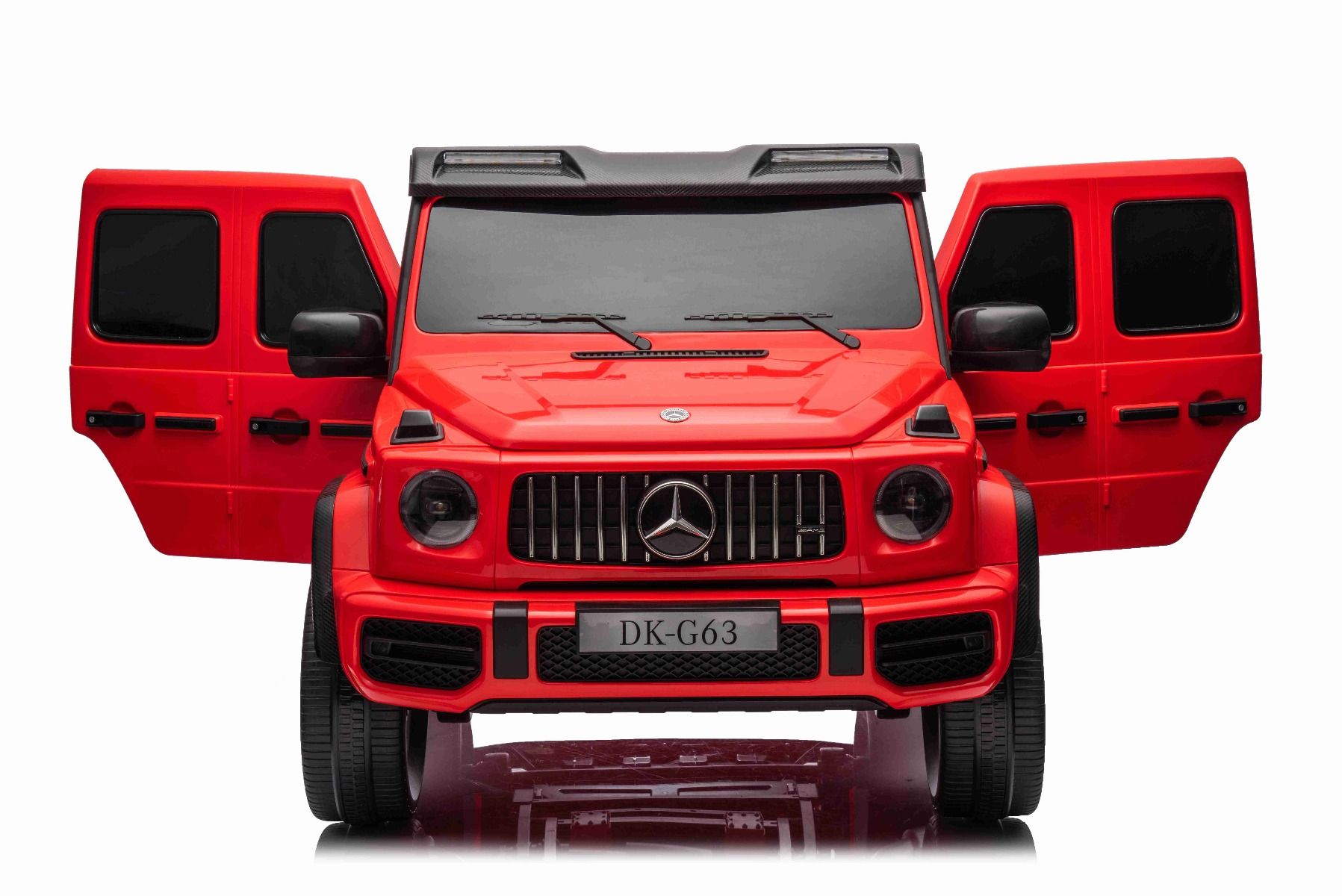 Elektrické autíčko Mercedes-Benz G63 AMG 4x4² Dvojmiestne 12V, červené, MP3 Prehrávač s USB/AUX vstupom, Pohon 4x4, Batéria 12V14Ah, EVA kolesá s odpružením, Koženkové sedadlá, Diaľkový ovládač, Licencované