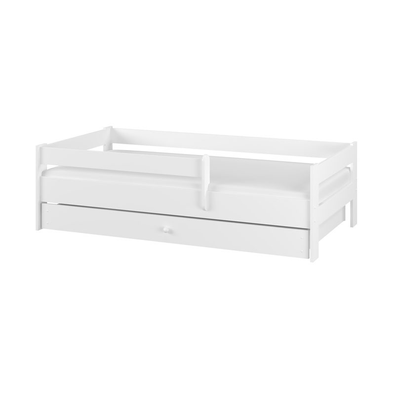 Detská posteľ Simple s výsuvnou prístelkou 160 x 80 cm - biela + MATRAC