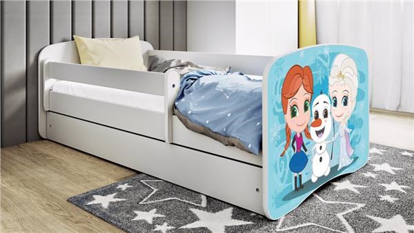 Posteľ biela Ľadové kráľovstvo so zásuvkou, bez matraca 140x70