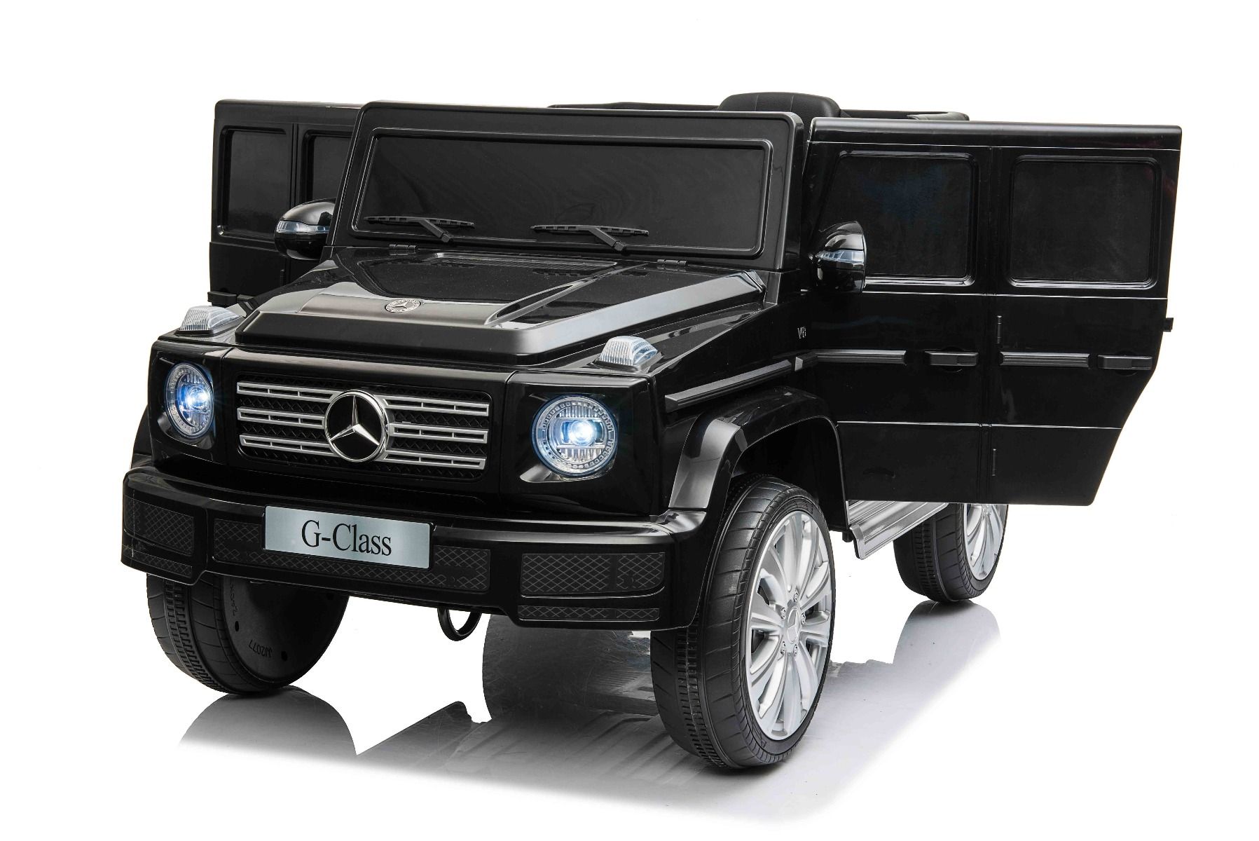 Elektrické autíčko Mercedes G500 12V, čierne, 2,4 GHz diaľkové ovládanie, USB / SD Vstup, odpruženie, Lítiová batéria, LED svetlá, ORIGINÁL licencia