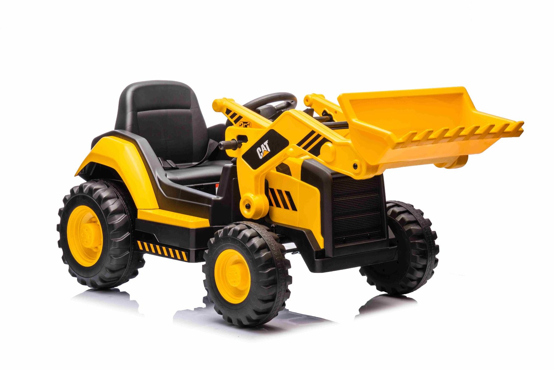 Licencovaný elektrický Báger Caterpillar so svahovacou lyžicou, Jednomiestny, žltý, USB vstupom na MP3 Prehrávači, Zadným pohonom s 2 x 30W Motormi a Lítiovou batériou