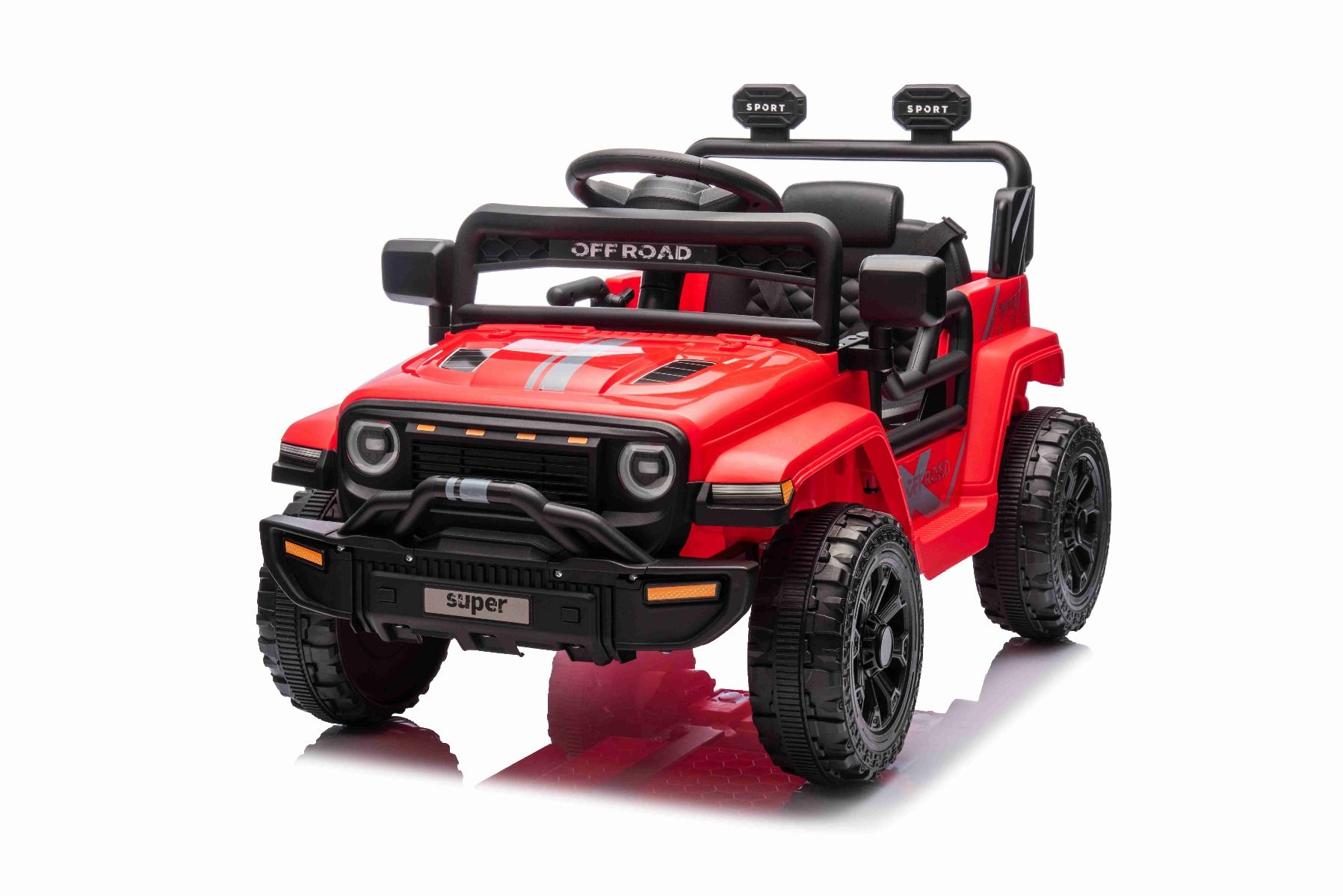 Elektrické autíčko OFFROAD NEW s pohonom zadných kolies, červené, Lítiová batéria, Vysoký podvozok, široké sedadlo, Odpružené nápravy, 2,4 GHz Diaľkový ovládač, LED svetlá