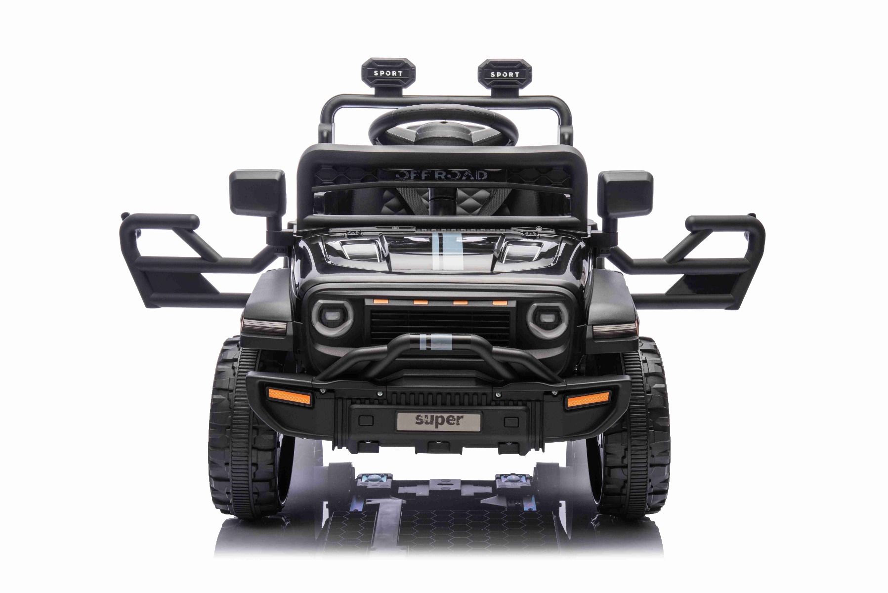 Elektrické autíčko OFFROAD NEW s pohonom zadných kolies, čierne, Lítiová batéria, Vysoký podvozok, široké sedadlo, Odpružené nápravy, 2,4 GHz Diaľkový ovládač, LED svetlá