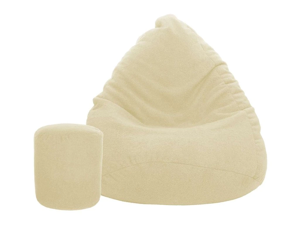 Sedací vak vrece 100x75 s podnožníkom baránok krémová 