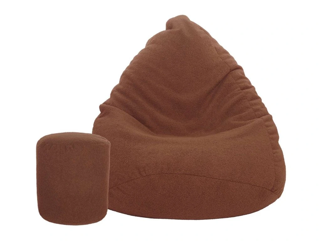 Sedací vak vrece 100x75 s podnožníkom baránkova tmavo hnedá 