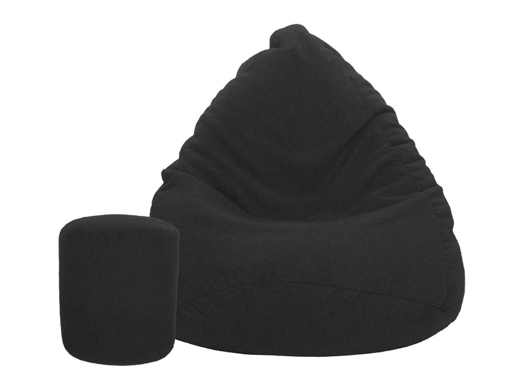 Sedací vak vrece 100x75 s podnožníkom baránok čierna