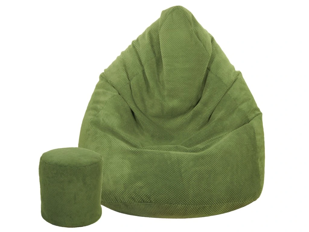 Sedací vak vrece 100x75 s podnožníkom plyšová zelená