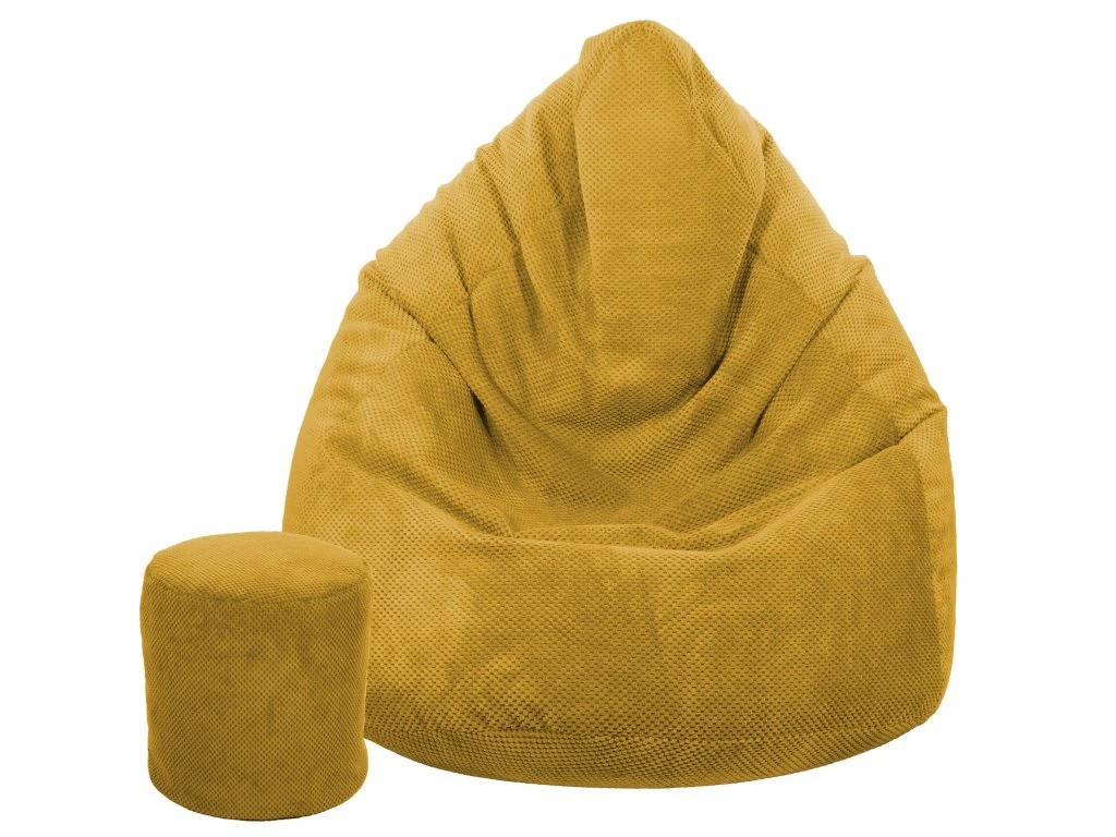 Sedací vak vrece 100x75 s podnožníkom plyšová žltá