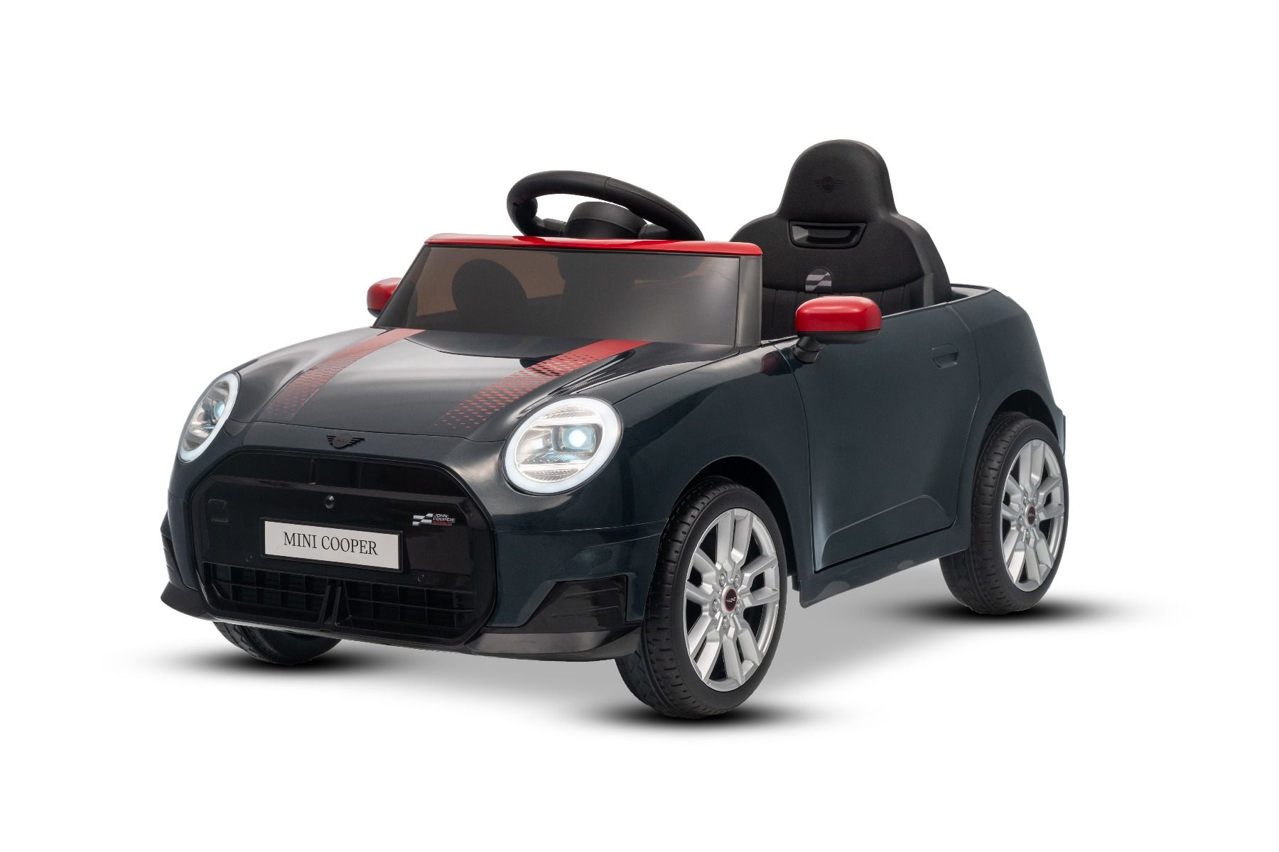 Elektrické autíčko BMW Mini Cooper 12V, čierne, USB Vstup s Bluetooth pripojením na MP3 Prehrávači, 2,4 GHz diaľkové ovládanie, 2 x 25W Motor, Lítiová batéria, LED svetlá, ORIGINAL licencia