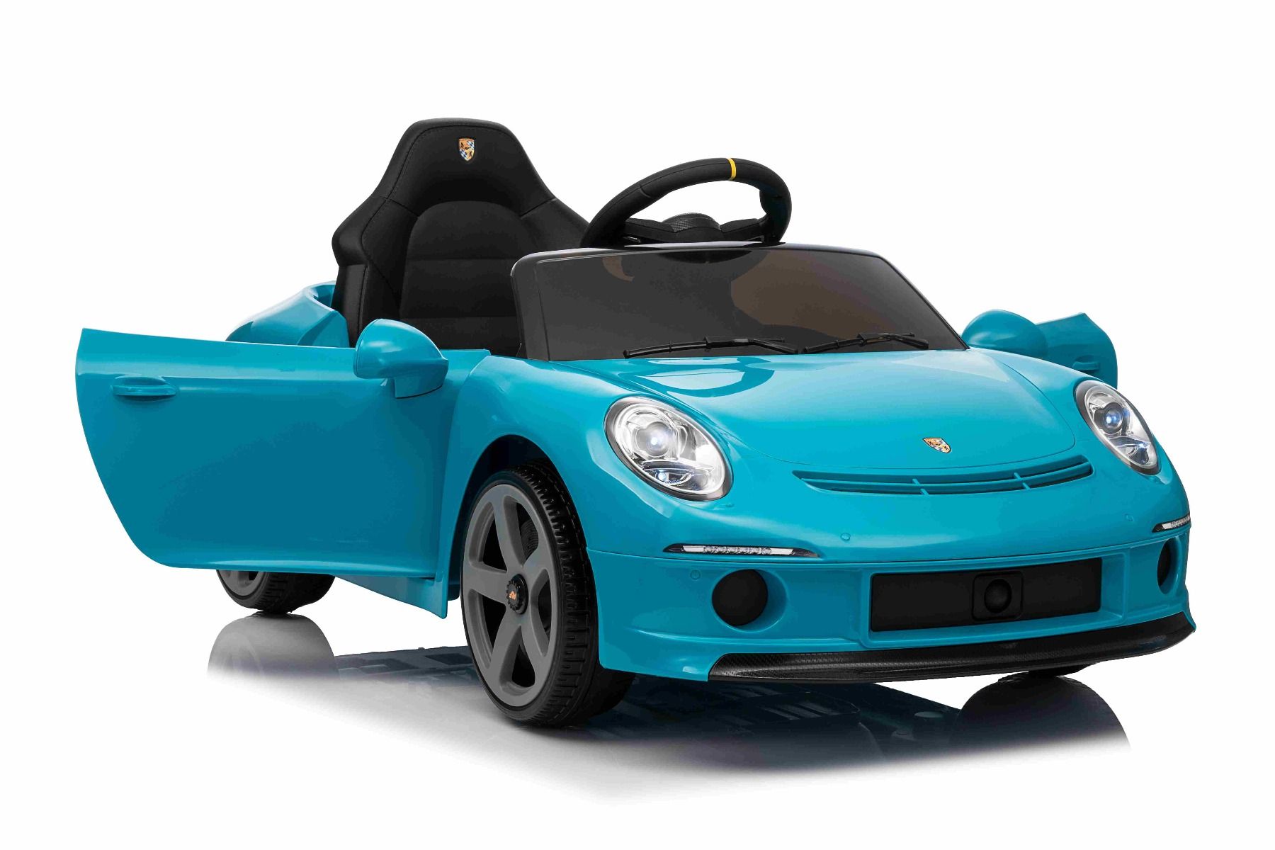 Elektrické autíčko RUF GT 12V, modré, Otváracie dvere, 2.4 GHz diaľkové ovládanie, LED svetlá vpredu aj vzadu, USB/Aux Vstup, Lítiová batéria, 2 X 35W motor, ORIGINÁL licencia
