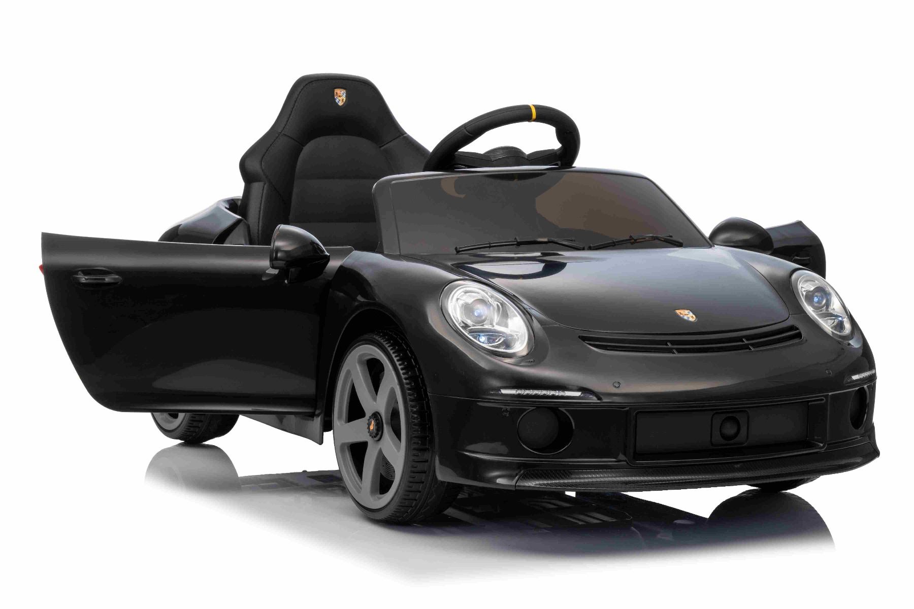 Elektrické autíčko RUF GT 12V, čierne, Otváracie dvere, 2.4 GHz diaľkové ovládanie, LED svetlá vpredu aj vzadu, USB/Aux Vstup, Lítiová batéria, 2 X 35W motor, ORIGINÁL licencia