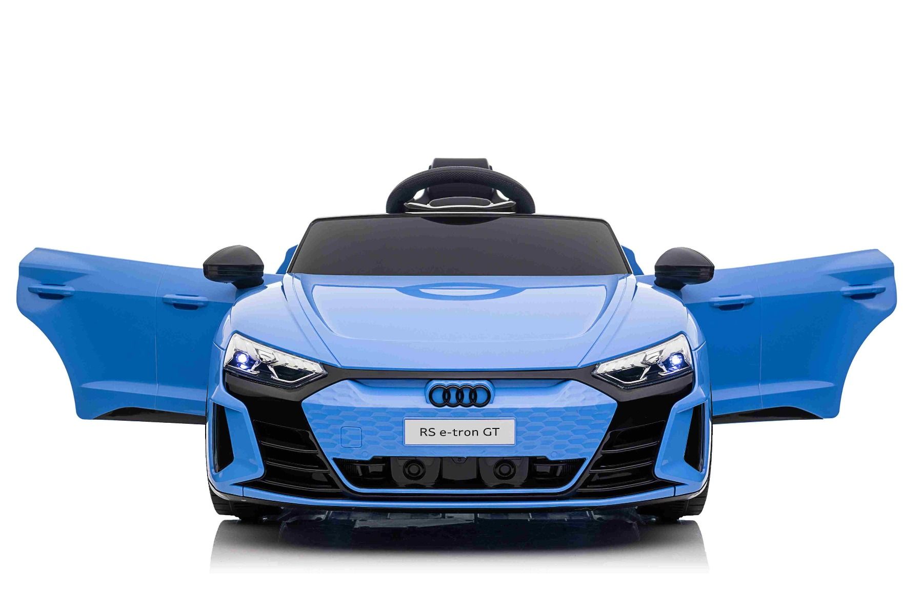 Elektrické autíčko Audi RS E-tron GT 12V, modré, široké jednomiestne sedadlo, 2,4 GHz diaľkové ovládanie, USB / AUX Vstup, Bluetooth, Odpruženie, Lítiová batéria, LED svetlá, 2 X 25W Motor, ORIGINÁL licencia