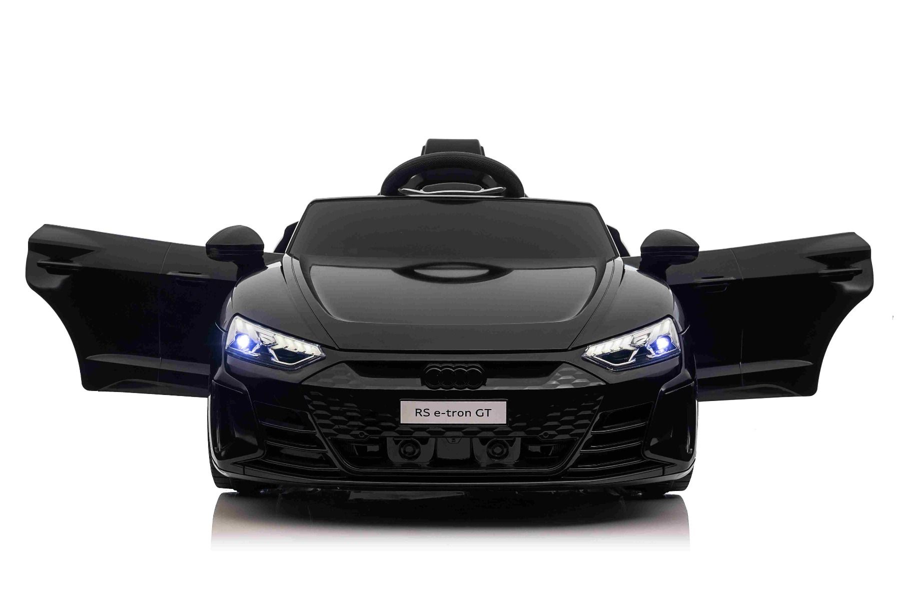 Elektrické autíčko Audi RS E-tron GT 12V, čierne, široké jednomiestne sedadlo, 2,4 GHz diaľkové ovládanie, USB / AUX Vstup, Bluetooth, Odpruženie, Lítiová batéria, LED svetlá, 2 X 25W Motor, ORIGINÁL licencia