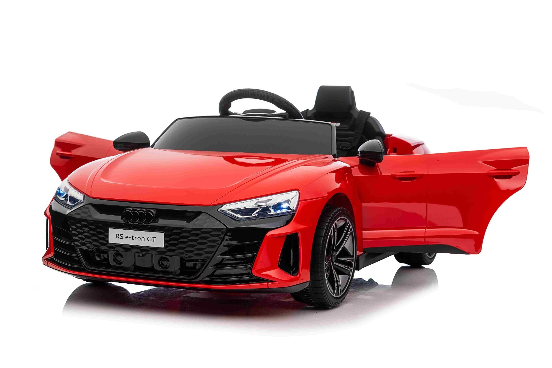Elektrické autíčko Audi RS E-tron GT 12V, červené, široké jednomiestne sedadlo, 2,4 GHz diaľkové ovládanie, USB / AUX Vstup, Bluetooth, Odpruženie, Lítiová batéria, LED svetlá, 2 X 25W Motor, ORIGINÁL licencia