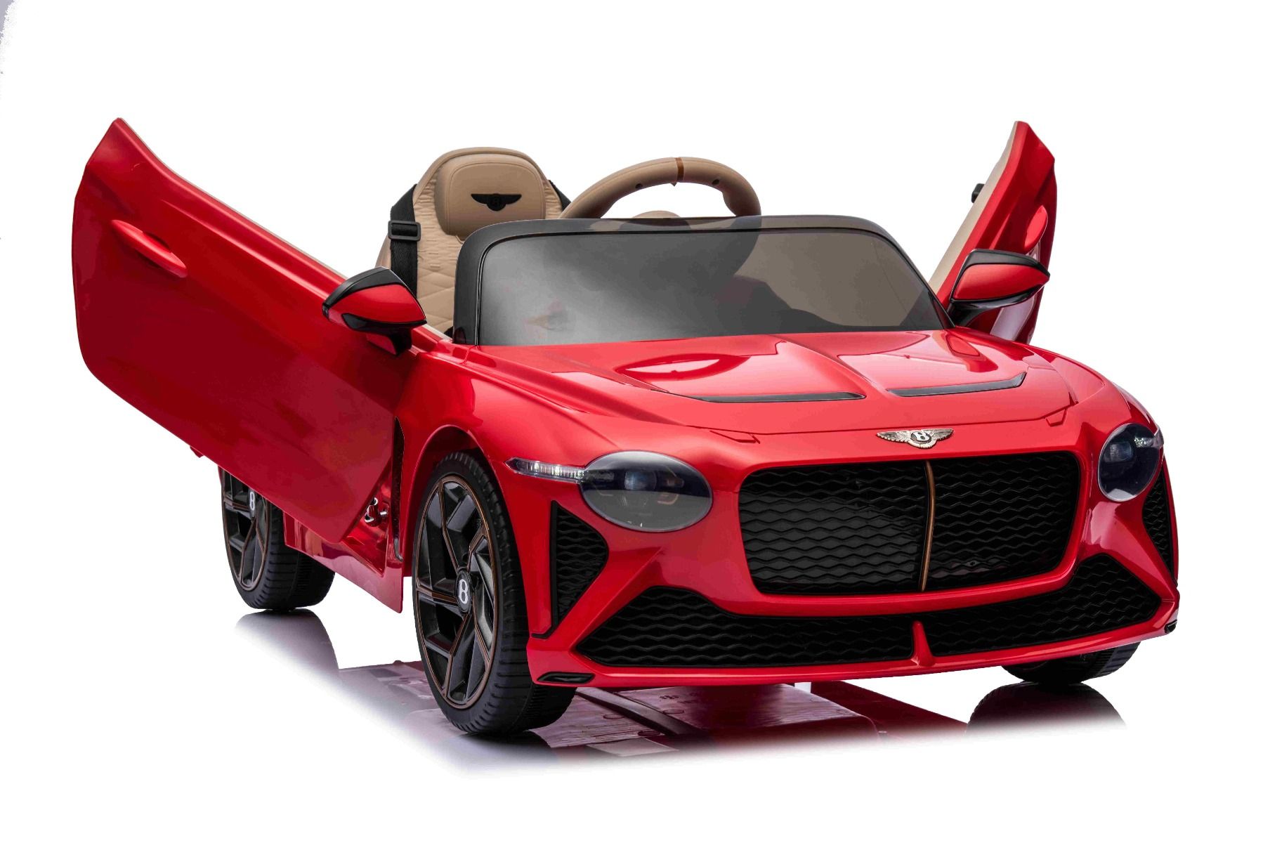 Elektrické autíčko Bentley Bacalar 12V, červené, Dvere otvárajúce sa nahor, 2.4 GHz diaľkové ovládanie, LED svetlá, USB/Aux Vstup, Odpruženie, Lítiová batéria, 2 X 25W motor, ORIGINÁL licencia